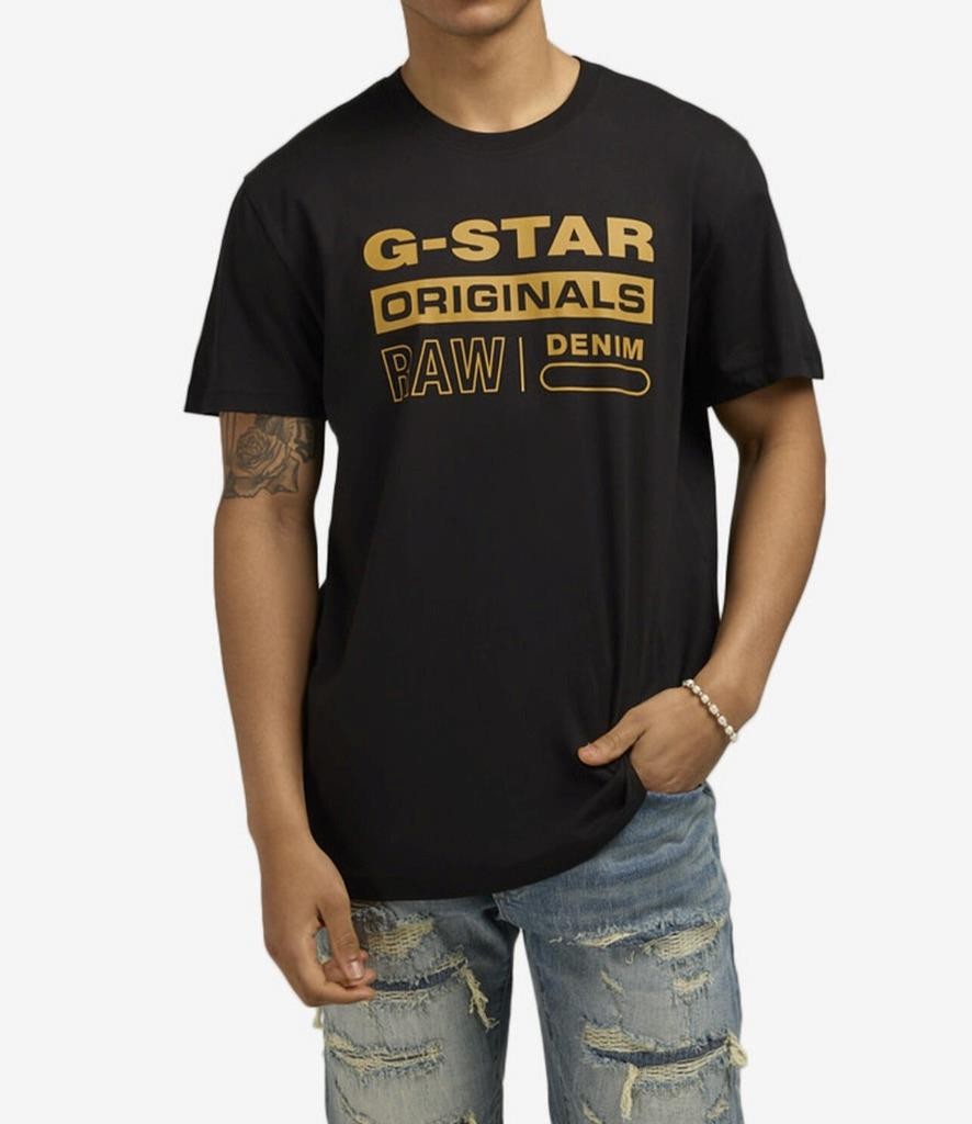 Mens G-STAR ORIGINALS RAW DENIM Graphic Tee BLACK T-Shirt LARGE 100% Cotton *1K