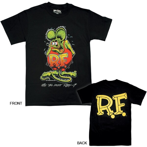 Classic Rat Fink T-Shirt 100% Black Cotton Chev Ford Mopar Street Rod Hot Rod
