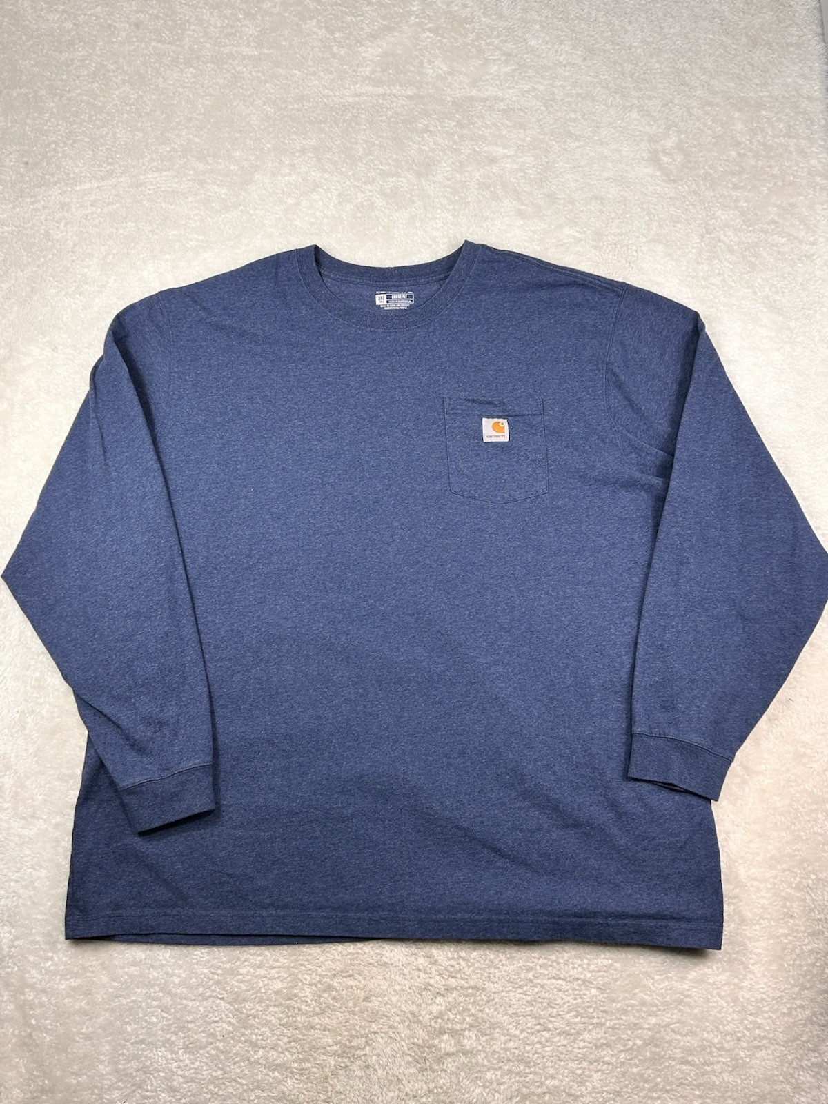 Carhartt K126 Men’s Heavyweight Long-Sleeve Pocket T-Shirt Blue 3XLT Loose Fit