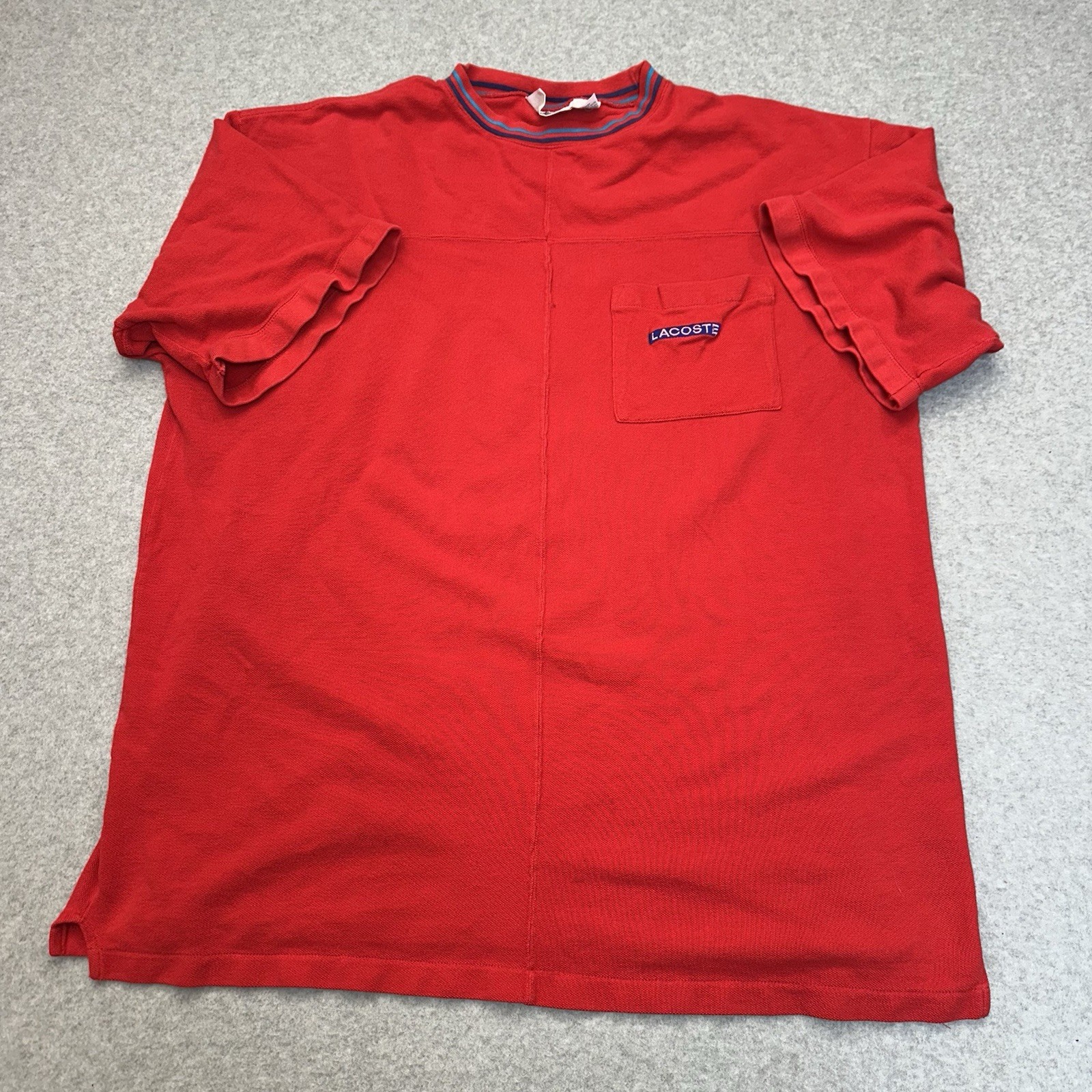 VINTAGE Izod Lacoste Shirt Men Large Red Pocket Shirt 90s Preppy Knit Size XL