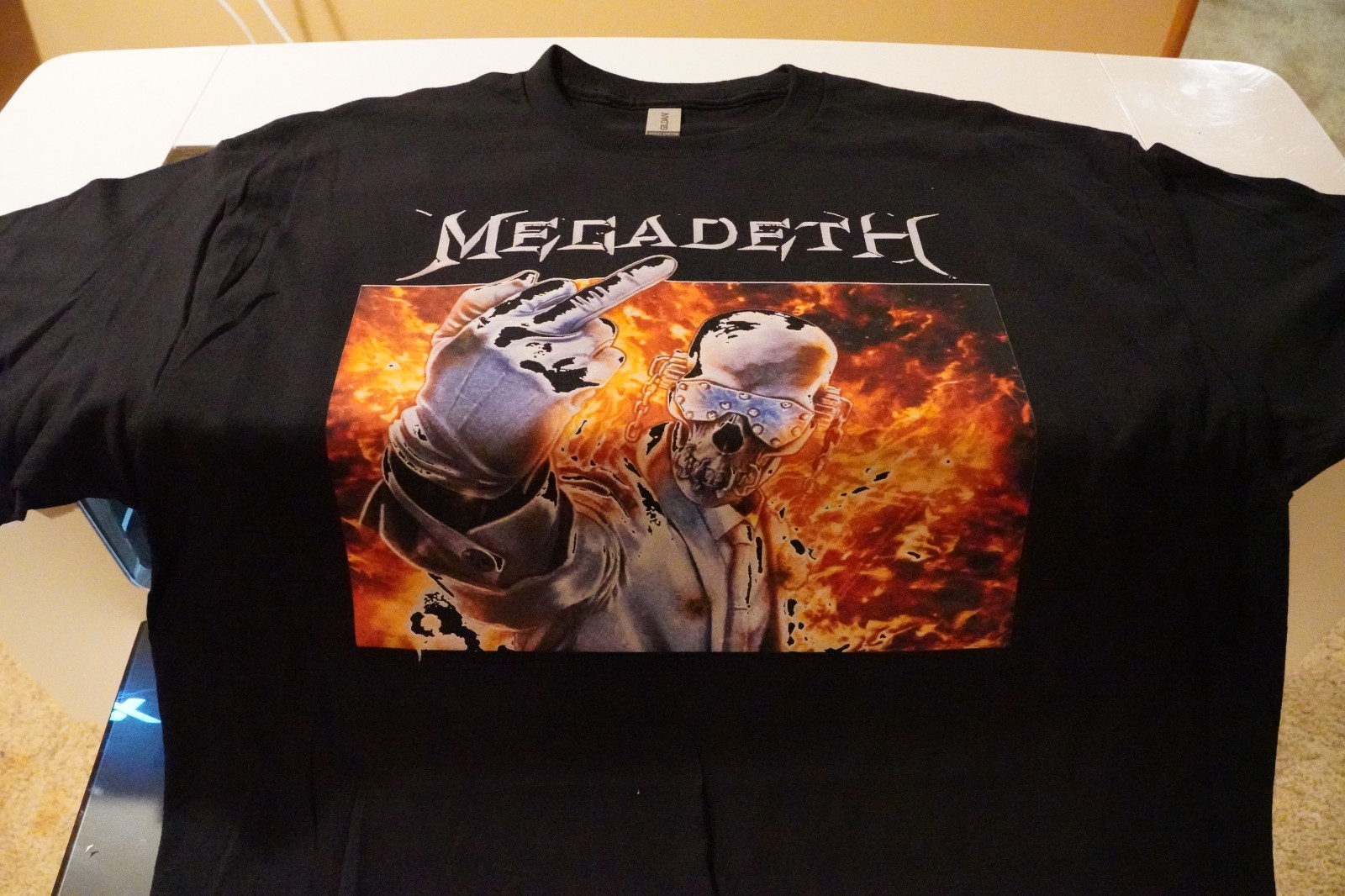 Megadeth I Dont Care White Black T Shirt Gildan XL L M Large Medium