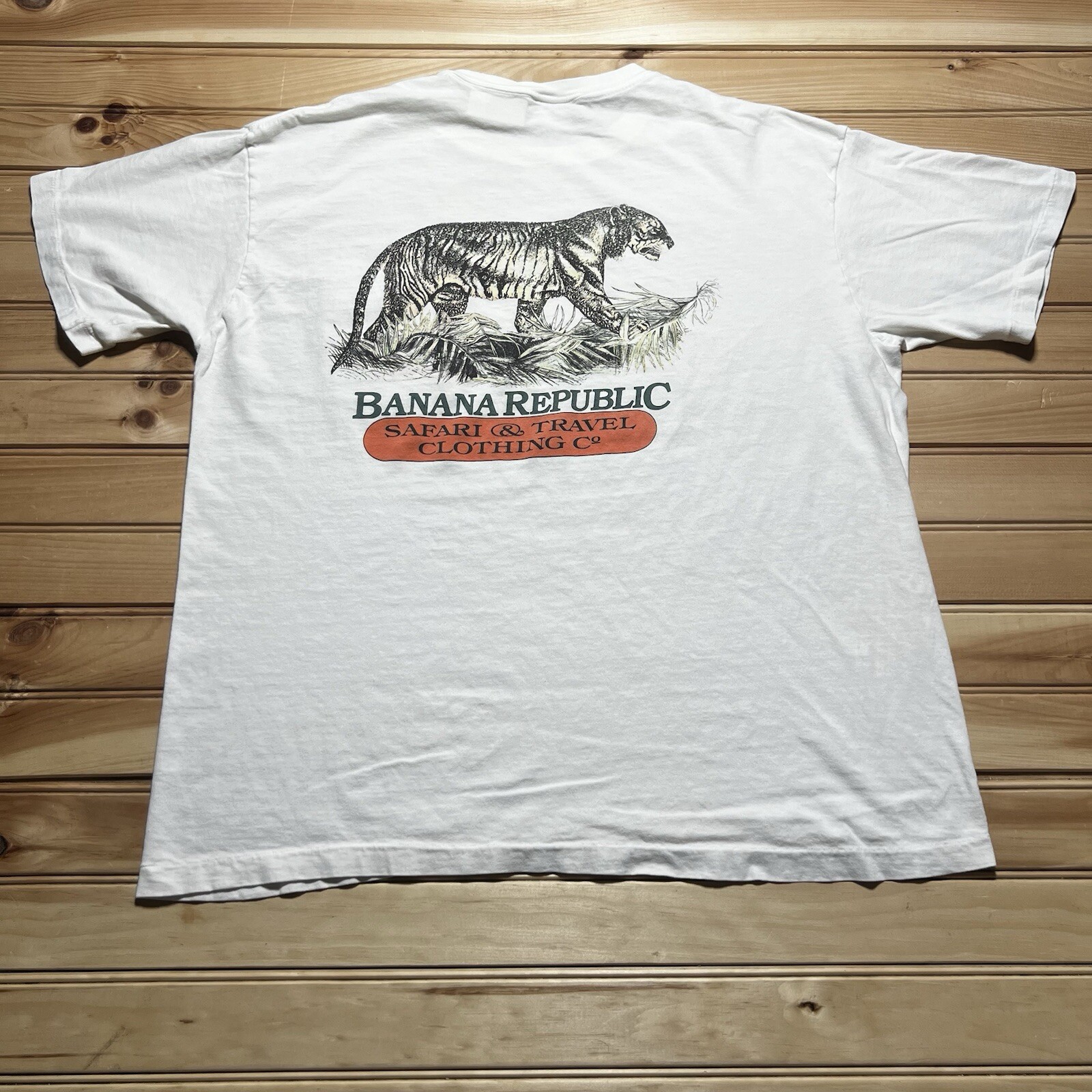 Vintage 90s Banana Republic Safari Travel Co Tiger Graphic Shirt Size XL