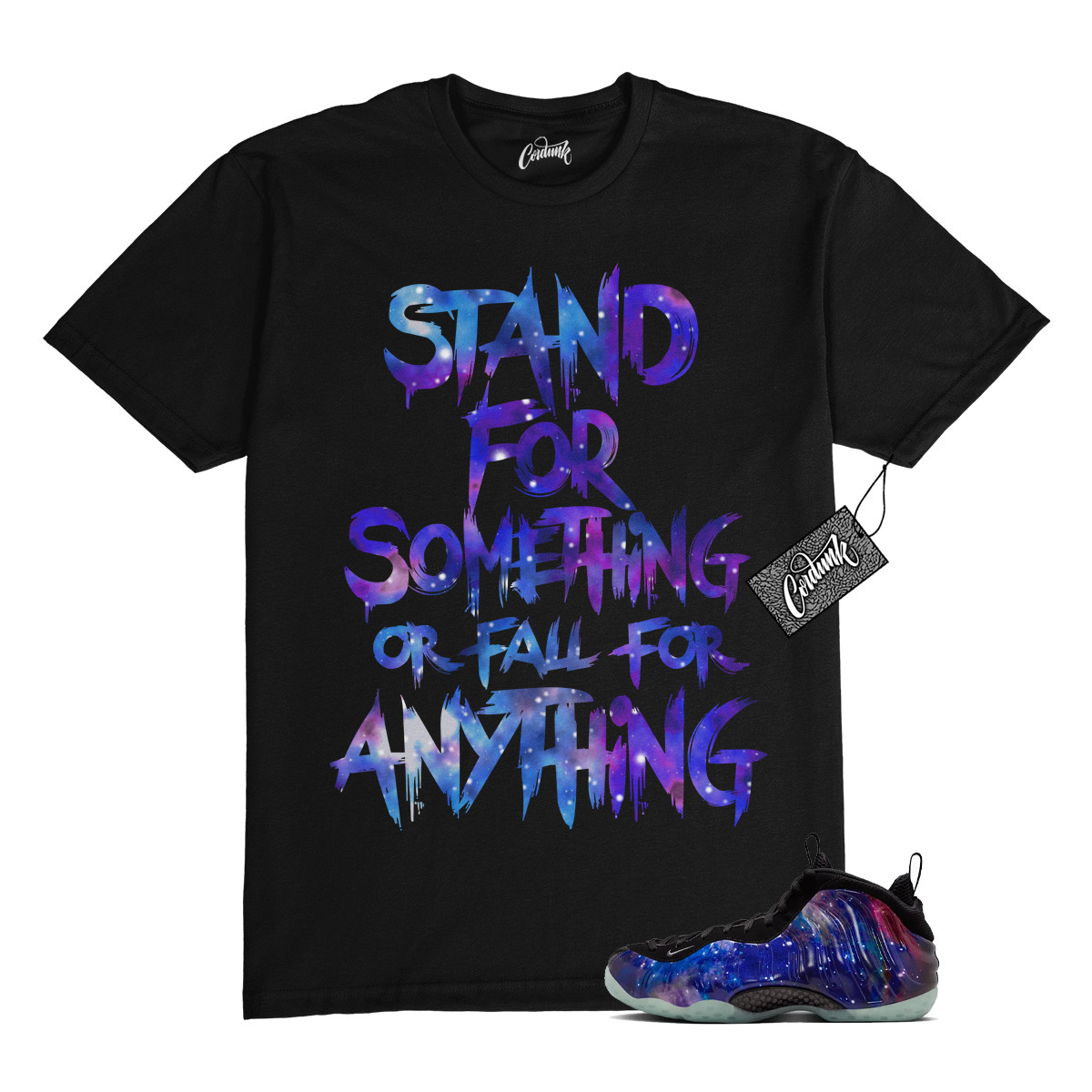 Galaxy Foamposite One Zoom Rookie Obsidian Black Anthracite T Shirt Match STAND