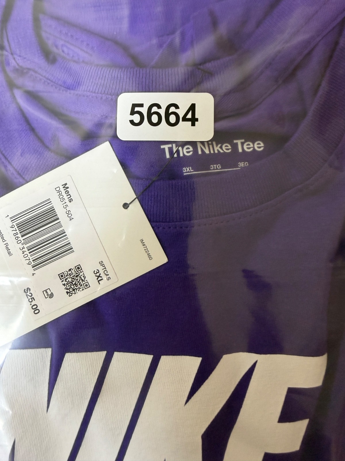 Nike T Shirt Men’s 3XL Purple Swoosh Short Sleeve Crew Neck NWT