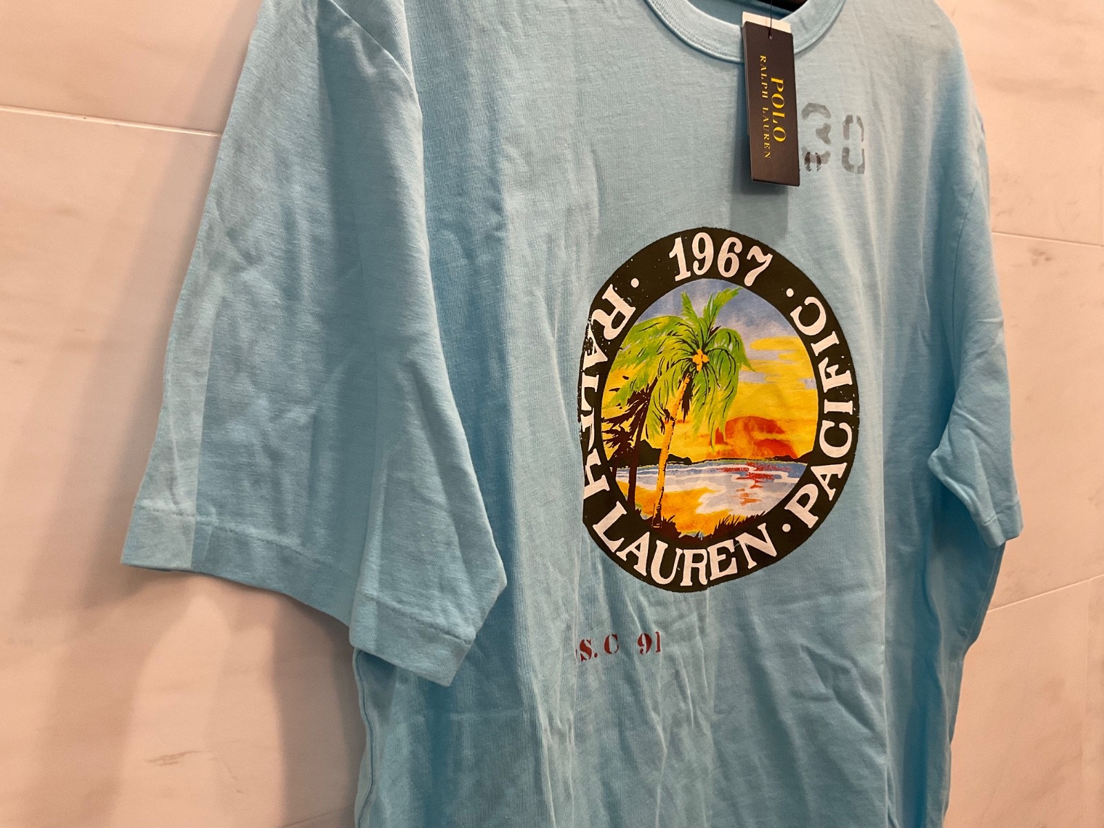 Polo Ralph Lauren Aqua “Ralph Lauren 1967 Pacific” Beach Short Sleeve T Shirt