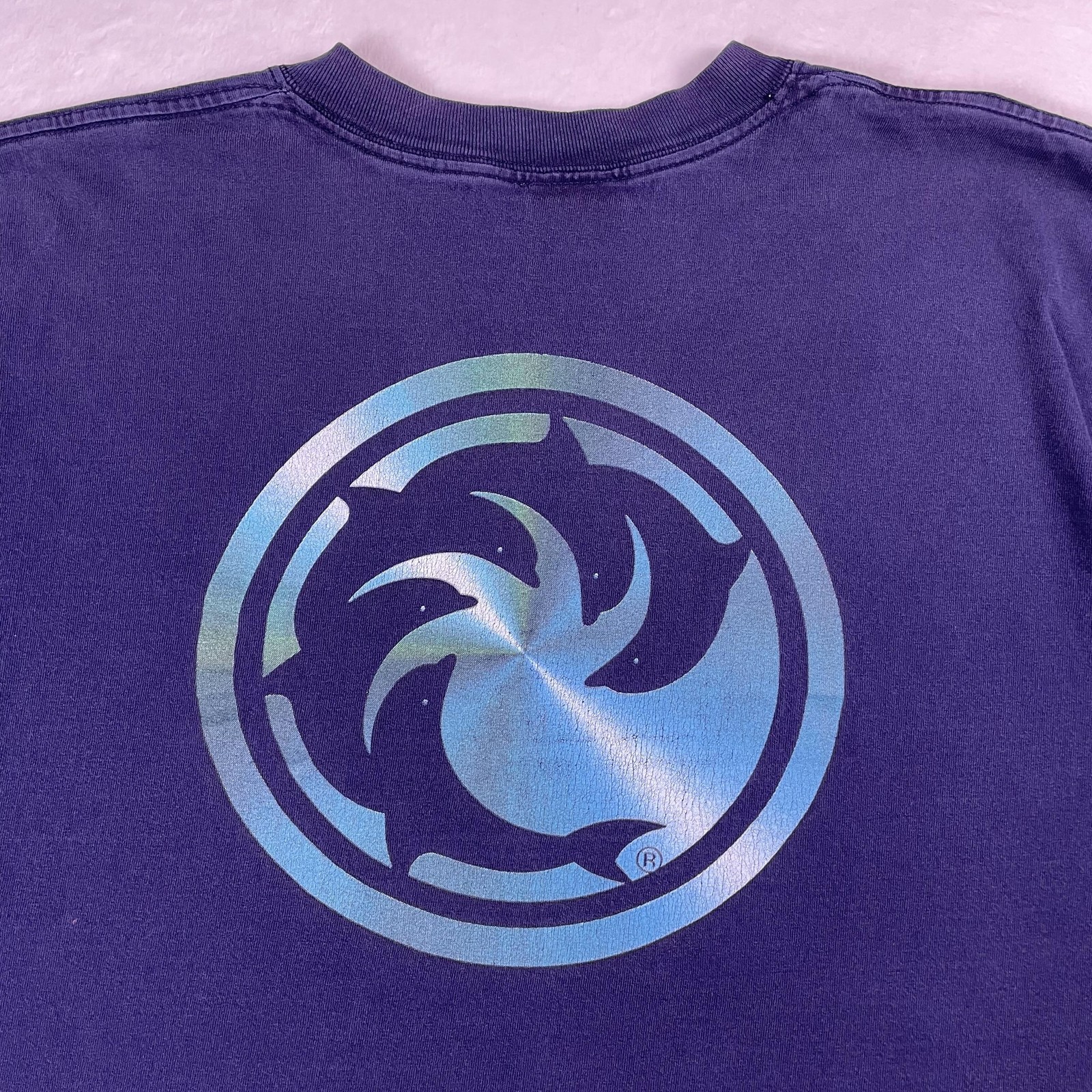 Vtg Y2K WRV Surf Tee XL Wave Riding Vehicles Dolphin Logo Beach Skate Board USA