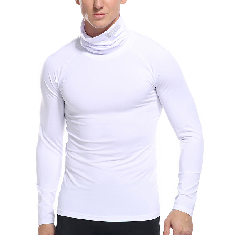 Zonbailon men’s T-shirt quick drying tight sweat wicking high collar base shirt