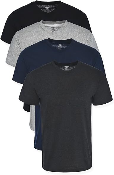 Studio 3 Men’s V-Neck Tee Shirt 4-Pack – Stylish Comfortable Sz S, M, L, XL, 2XL
