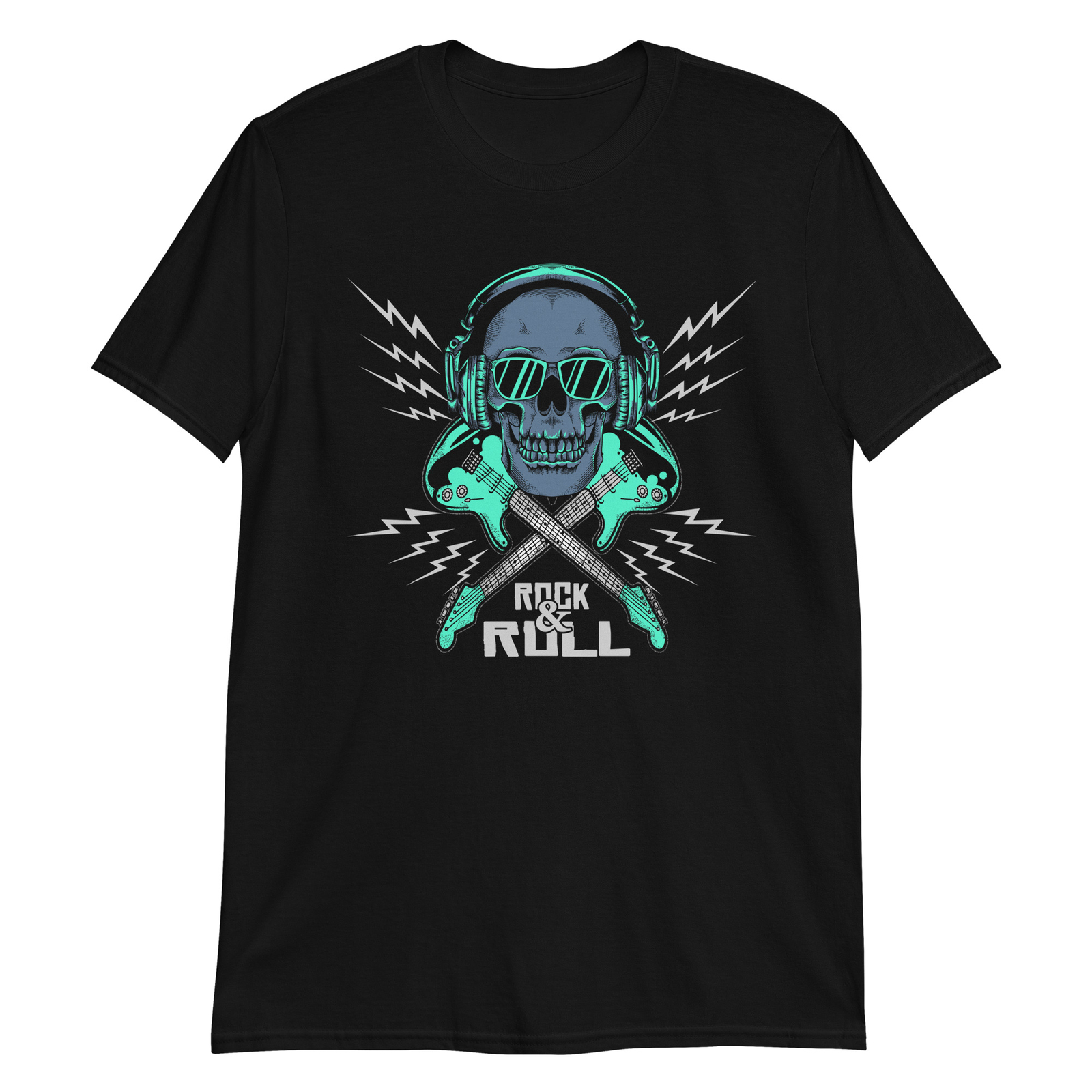Rock and Roll Skull Unisex T-Shirt, Horror Metal Death Grunge Emo Hell Biker