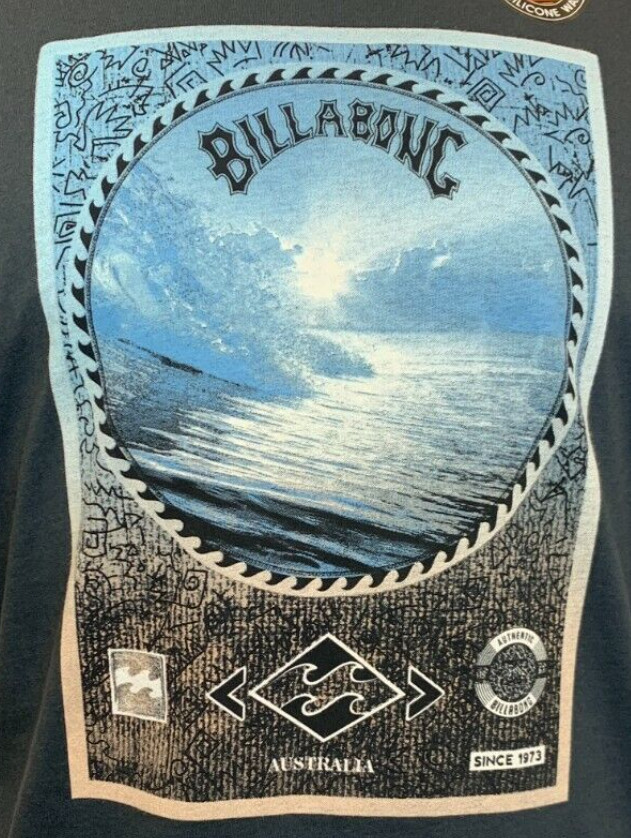 Billabong Mens Shirt Small Large Gray Short Sleeve Australia Slim Fit Graphic