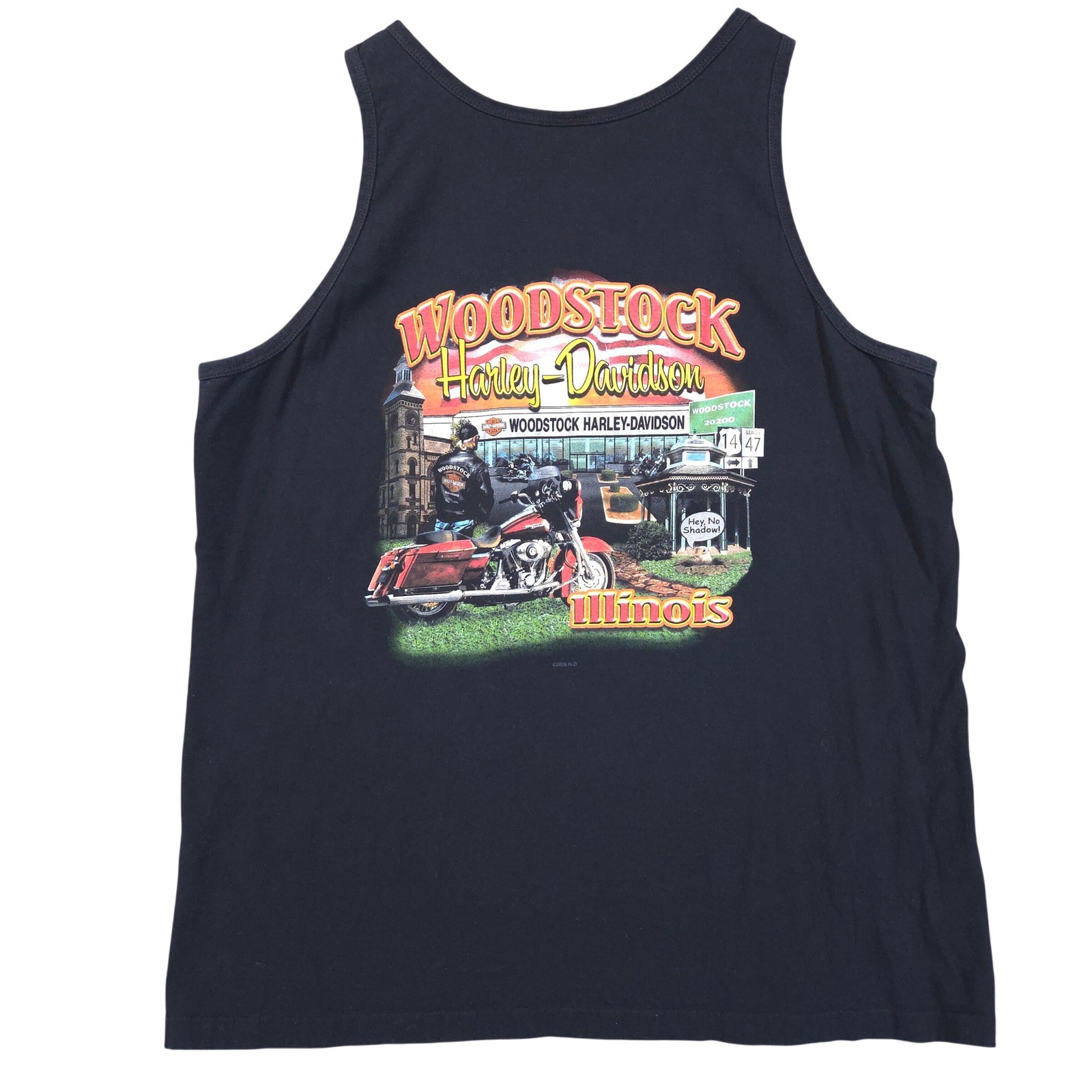 Vtg Harley Davidson Woodstock IL Groundhog Day Tank Top Men’s 2X Black USA Y2K