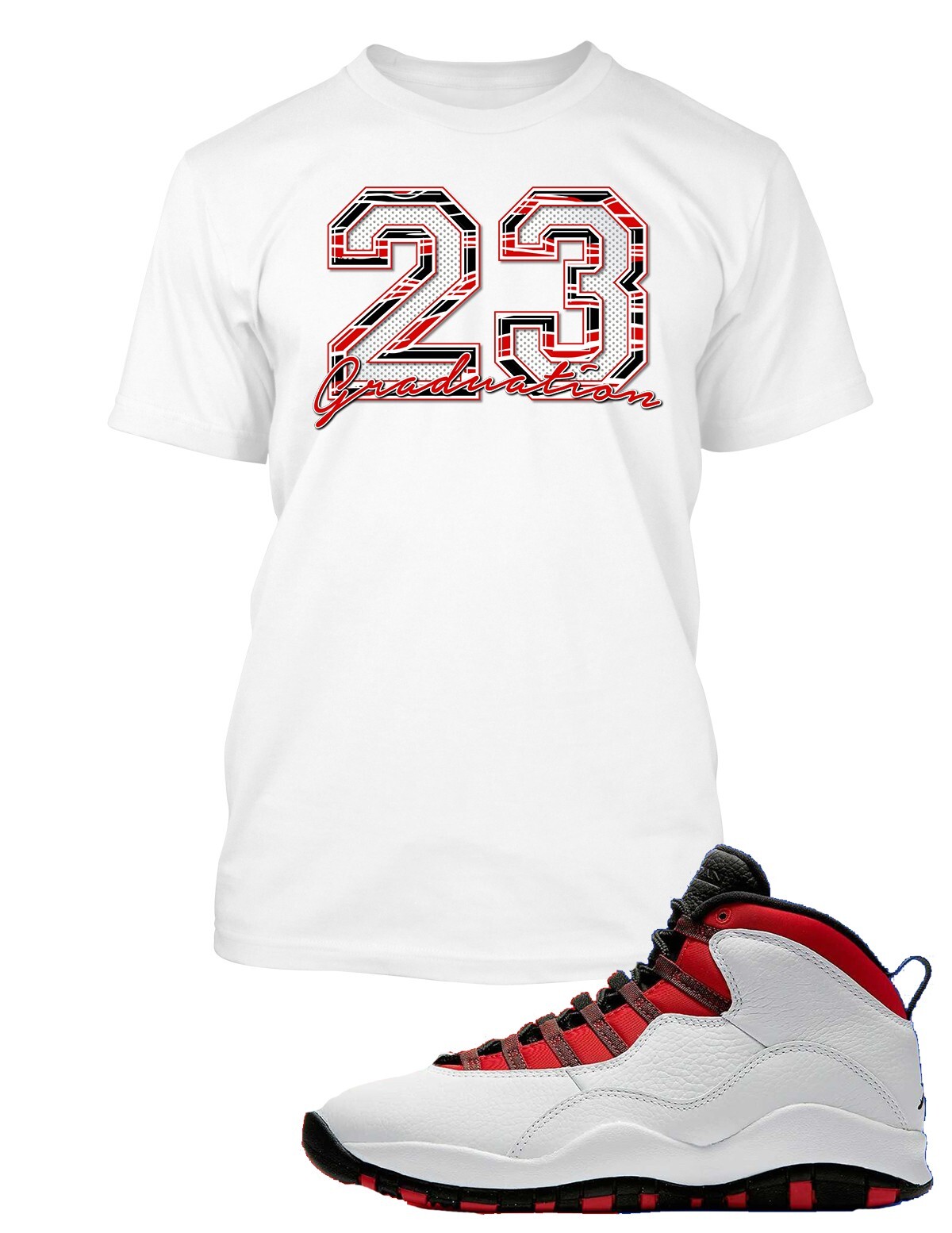 23 Graphic Sneaker Tee Shirt Match J10 Graduation in Red Pro Club Shaka RTP Tees