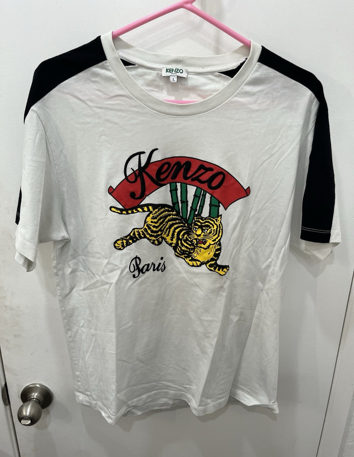 KENZO Paris Tiger Graphic Crew Neck Short Sleeve T-Shirt White/Black Men’s L