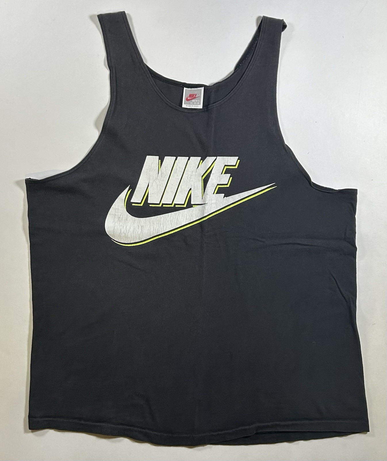 Vintage Nike Tank Top Big Graphic Logo Spell Out Swoosh Size XL Beach 80s 90s