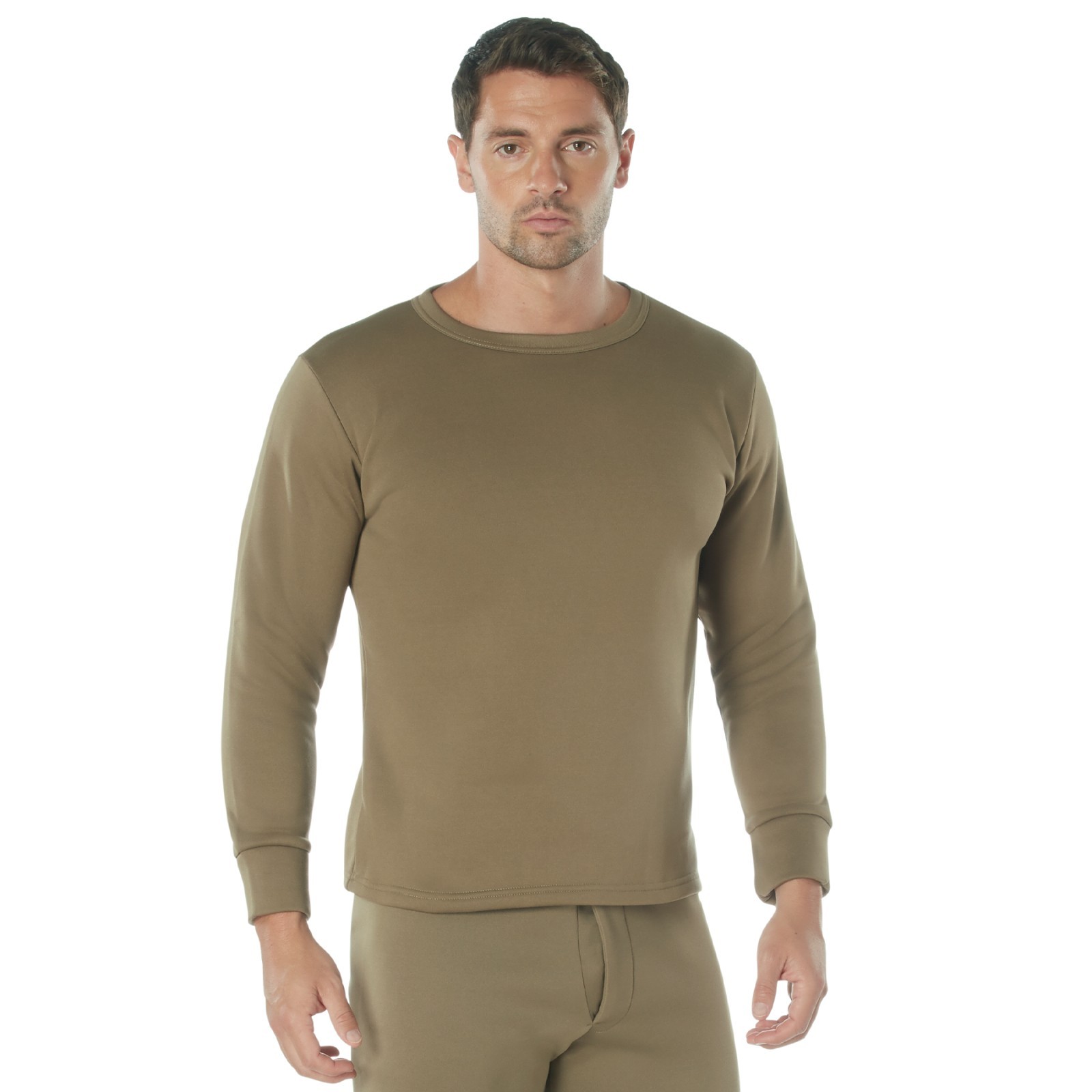 Rothco ECWCS Poly Crew Neck Top | AR 670-1 Coyote Brown | XL | 3851 | Cold Gear
