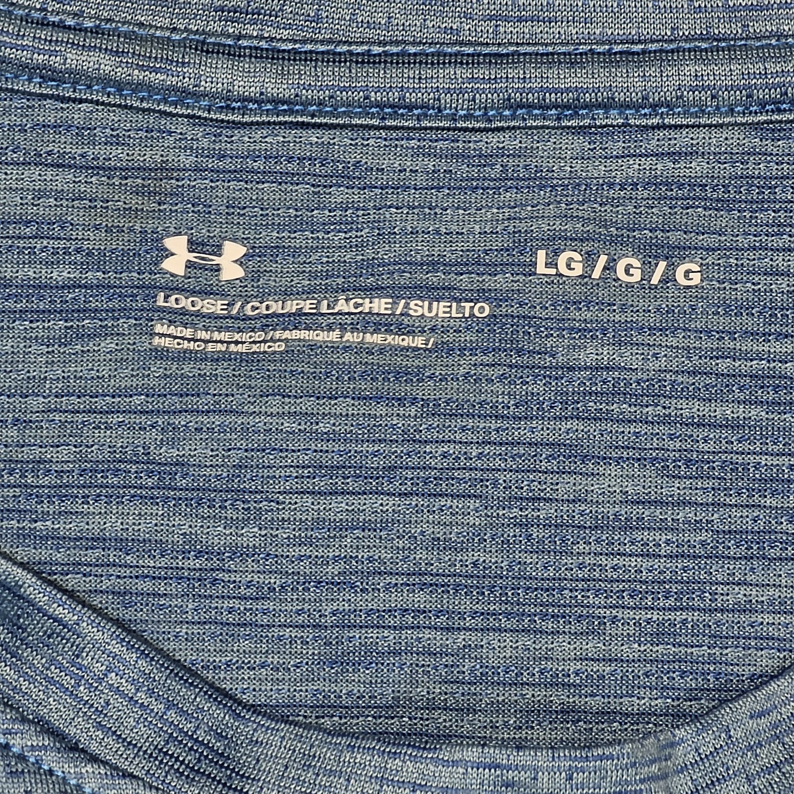 Under Armour T Shirt Men L Blue Loose Polyester Spandex Activewear