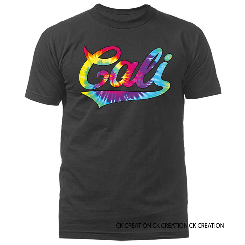 Golden State California CALI SWOOSH NEON TIE DYE Graphic T-shirt