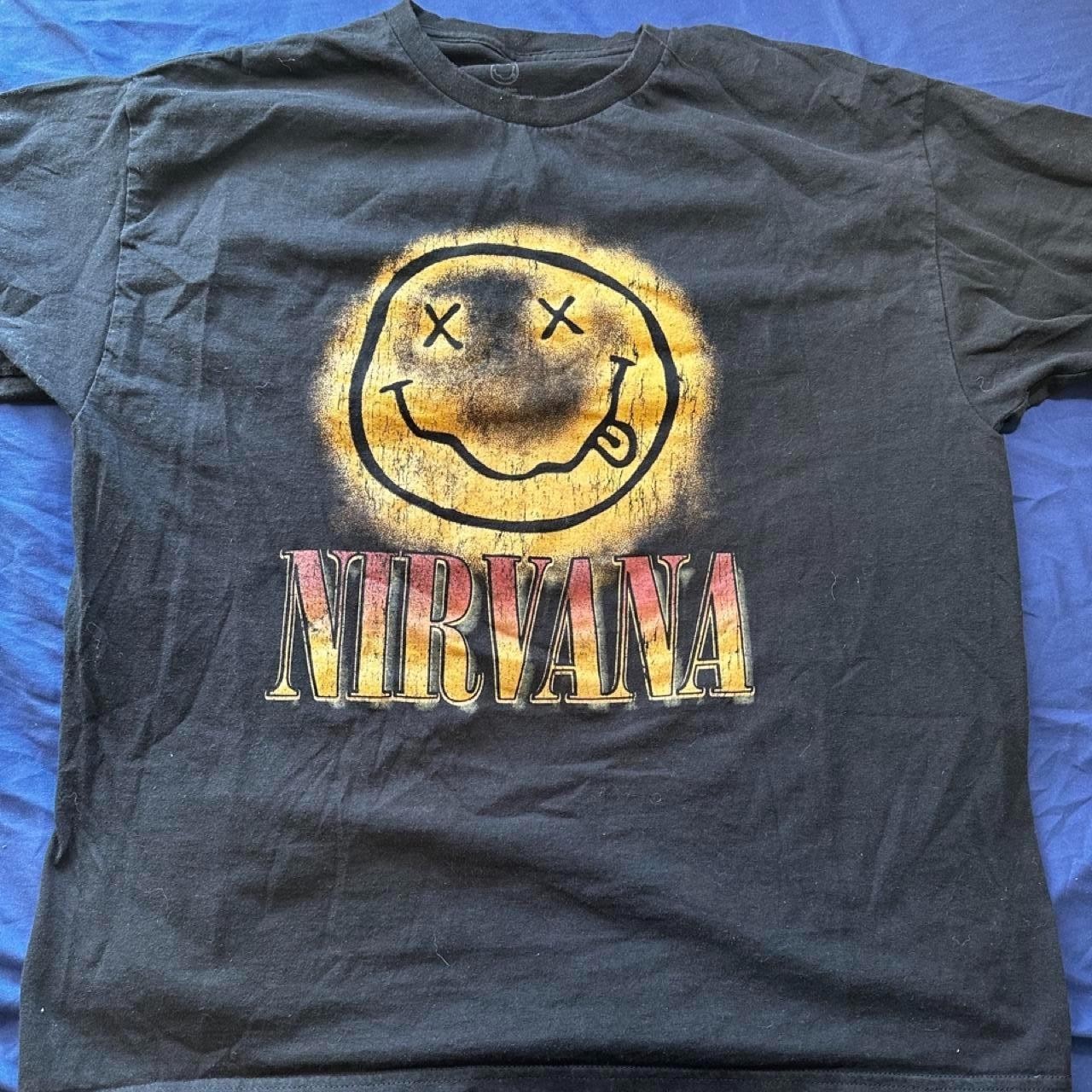 Nirvana Smiley Face Logo T-Shirt – Black (Size XL)
