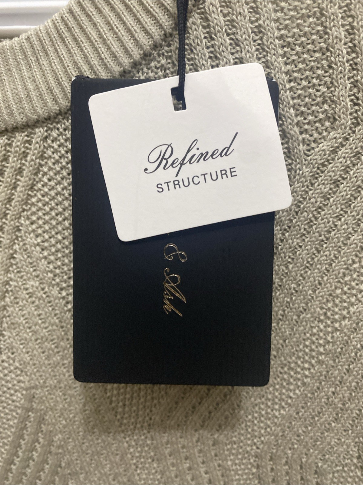 Porter & Ash Men’s Large Gray Beige Modal Blend Textured Knit T-Shirt NWT