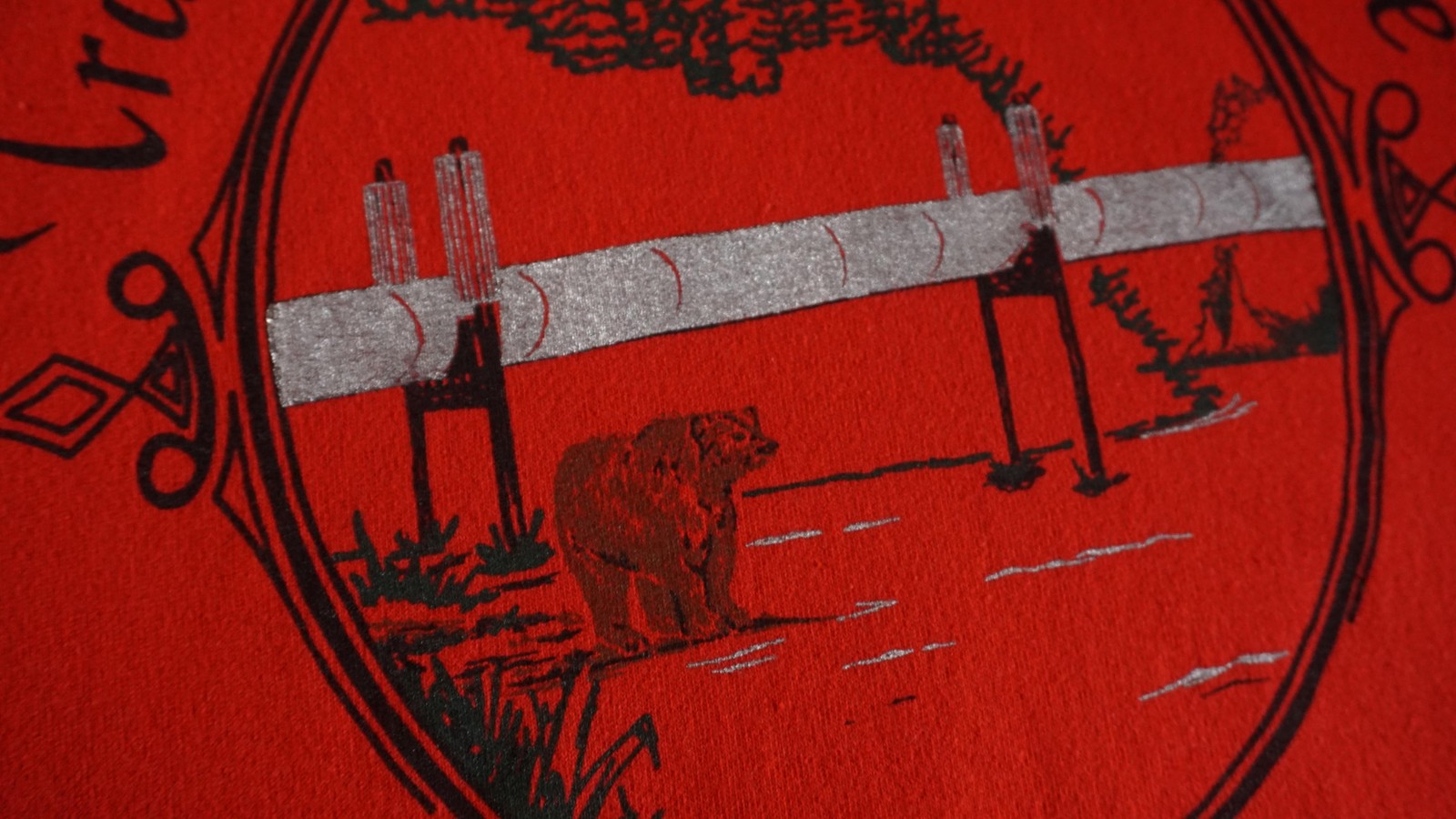 Vintage Trans Alaska Pipeline Shirt Mens Large Red Fairbanks Alaska Souvenir 90s