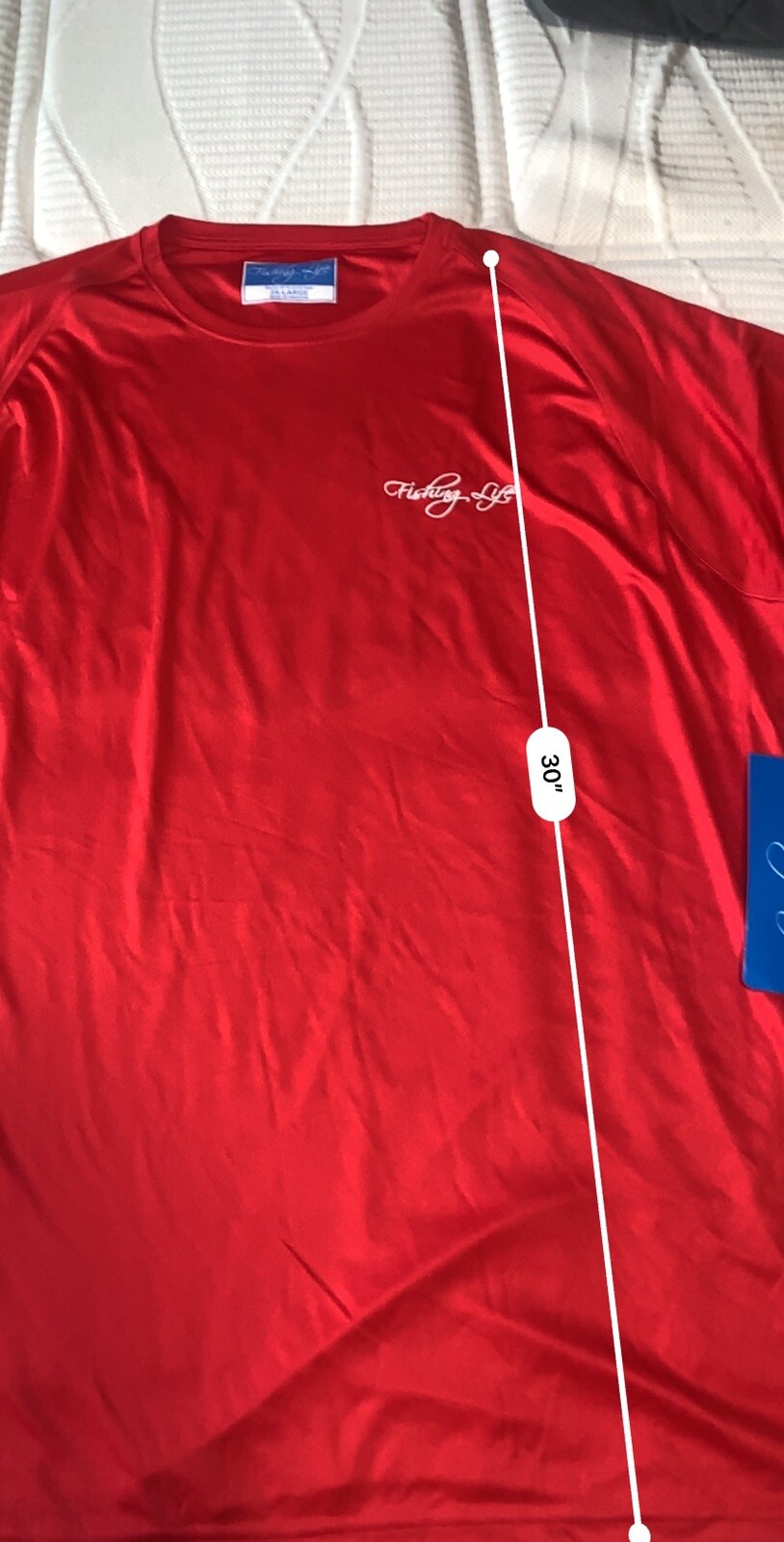Fishing Life T-Shirt Men’s Long Sleeve Dri-Fit Fishing Boating Red 2XL Polyester