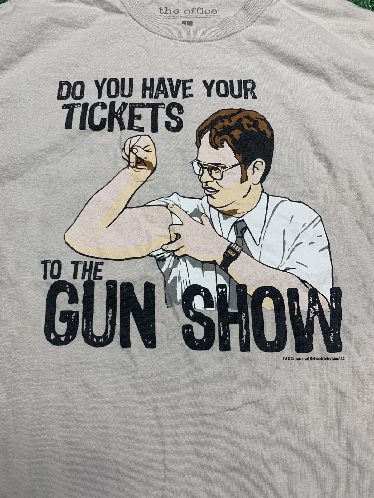 The Office Men’s Size Large Dwight Schrute “Tickets To The Gun Show” T-Shirt