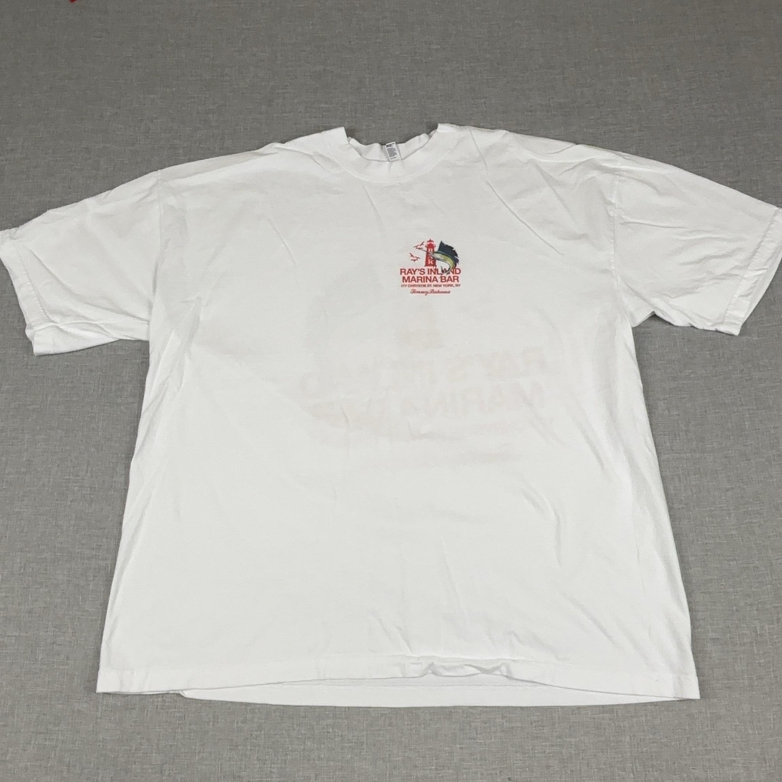 Tommy Bahama T-Shirt Mens 2XL White Rays Inland Marina Bar Graphic Tee