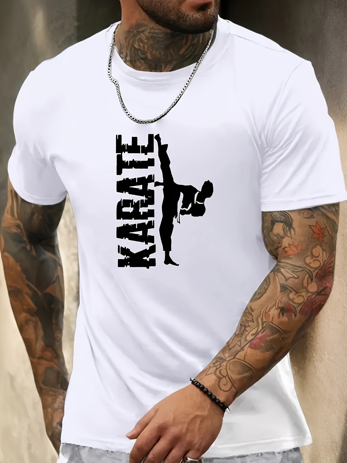 Men’s Karate Graphic T-Shirt Breathable Martial Arts Training Top with Karate