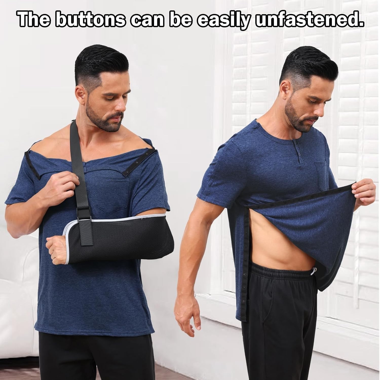 Men’s Post Shoulder Surgery Recovery Shirt Tear Away Short Sleeve Rotator Cuf…