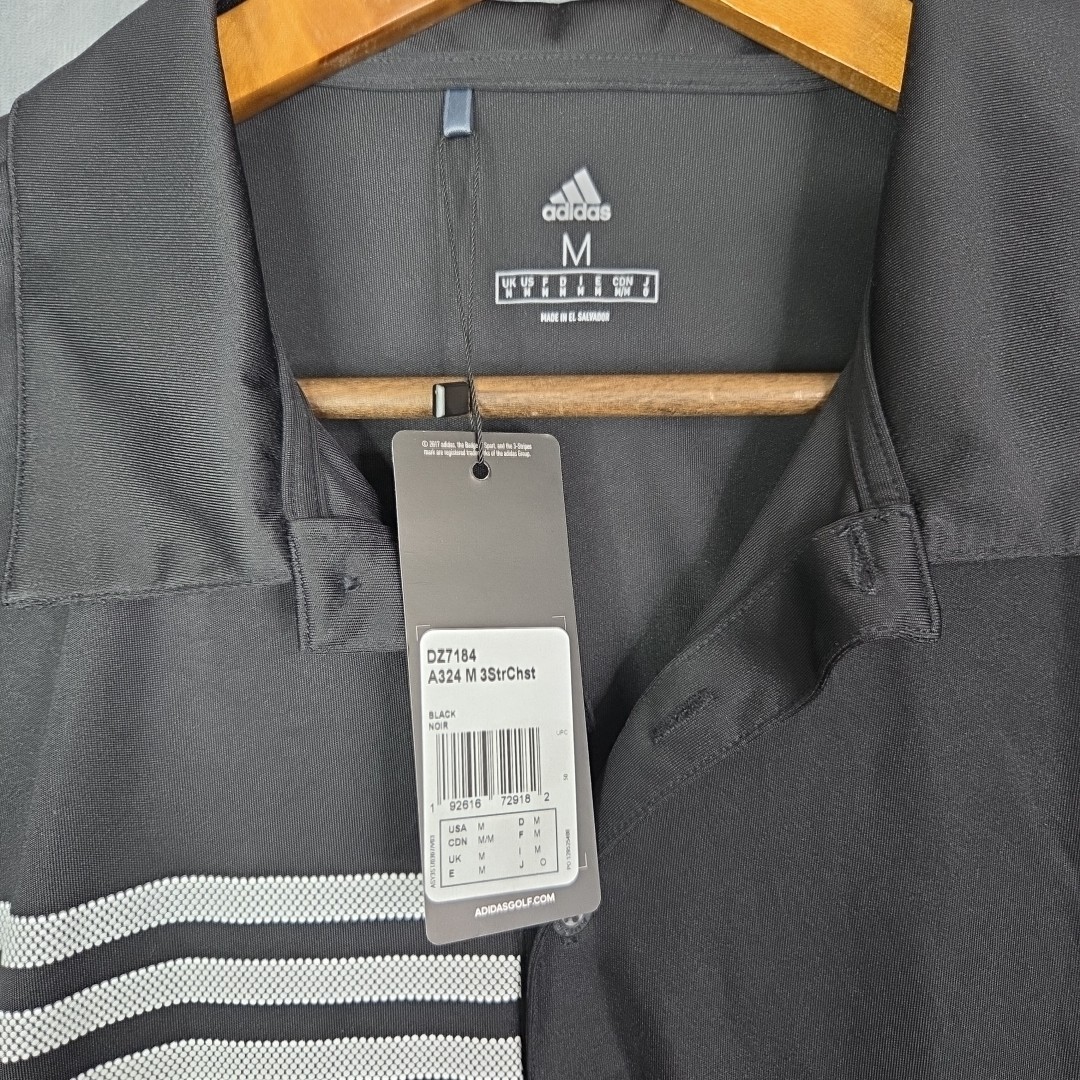 Adidas 3-Stripes Chest Polo Shirt Black Size M A324 NWT Golf Activewear