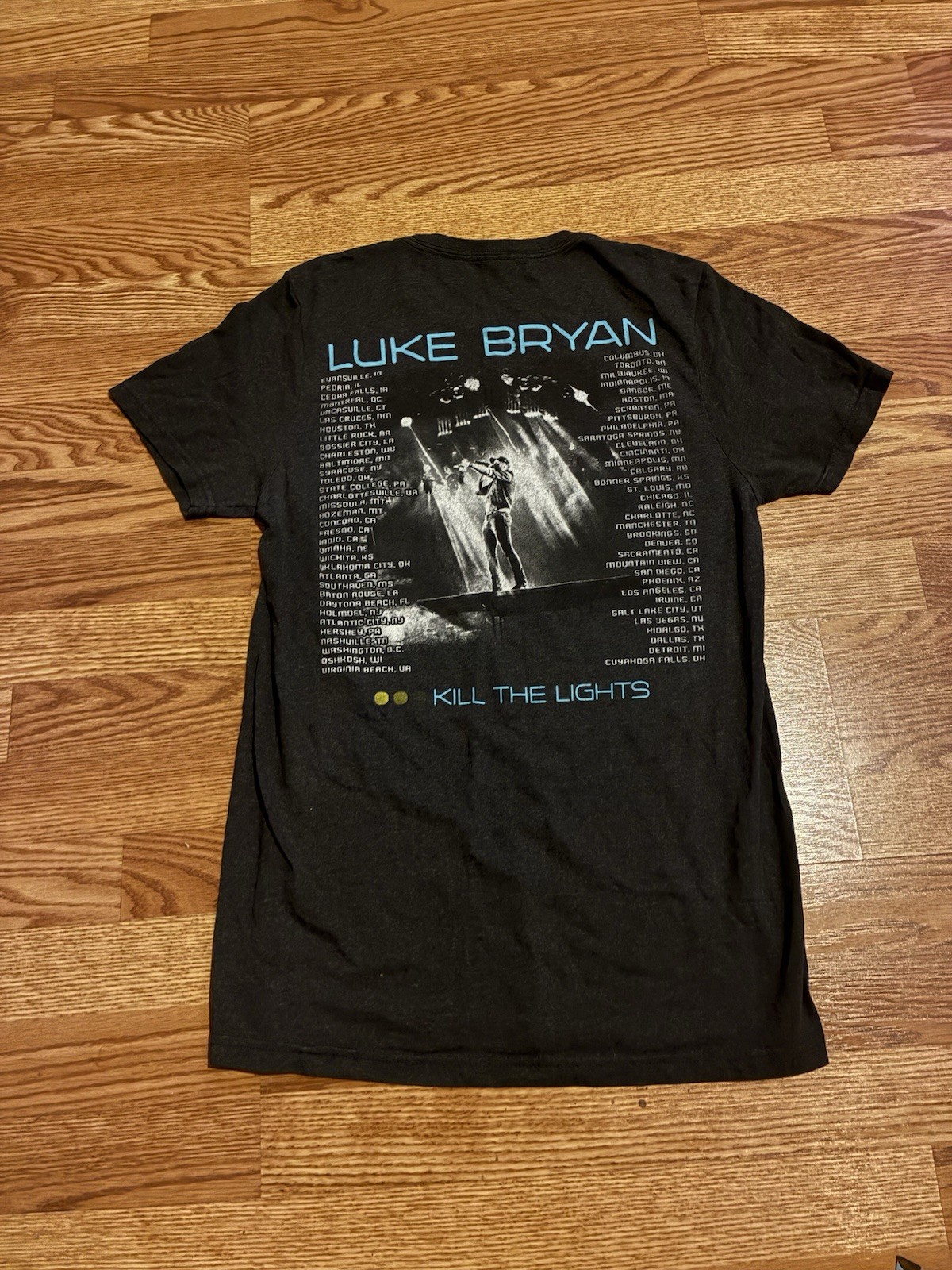 Luke Bryan Kill The Lights Country World Tour T-Shirt Mens Small Black Tee Music