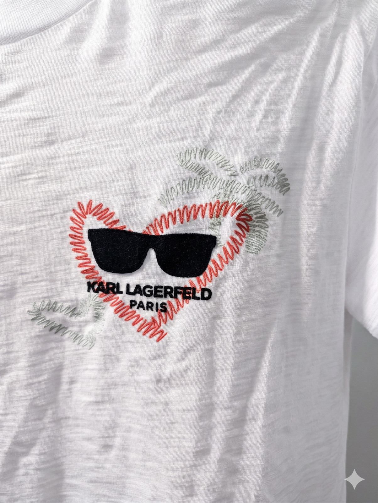 KARL LAGERFELD Solid White Graphic T-Shirt Cotton Lightweight Regular Fit 2XL