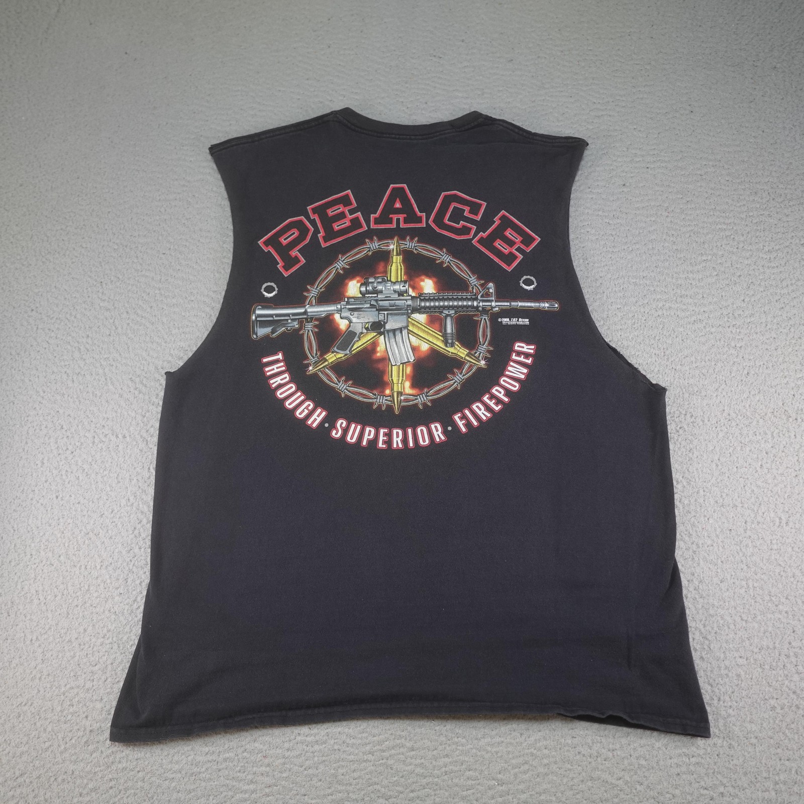 7.62 Design Shirt Mens XL Black Peace Through Superior Firepower Tank Top Muscle