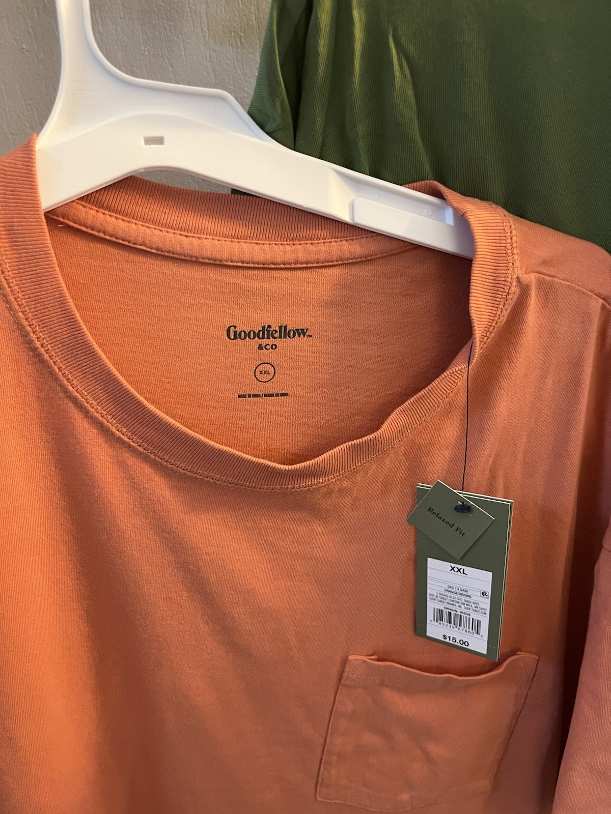 Goodfellow & Co Men’s Relaxed Fit Pocket T-Shirt XXL Orange Green 2-Pack