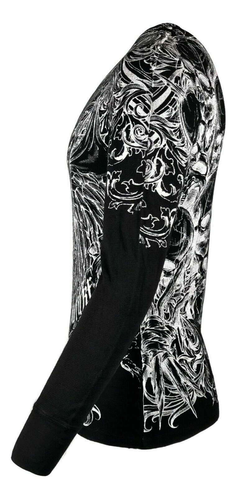 Xtreme Couture by Affliction Men’s Thermal Shirt ACCUSER Skull Biker MMA Black