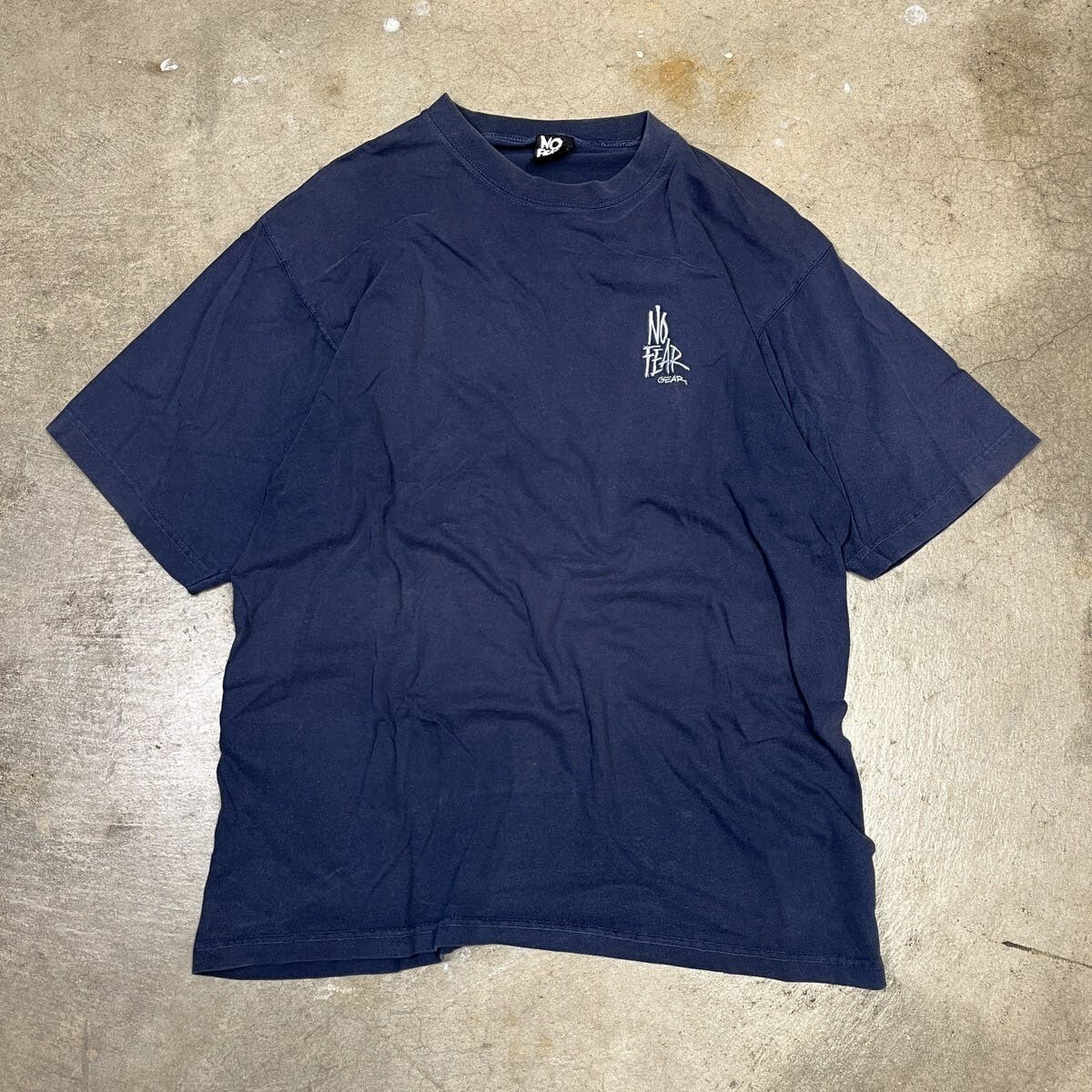 Vintage No Fear T-Shirt Embroidered Navy Blue