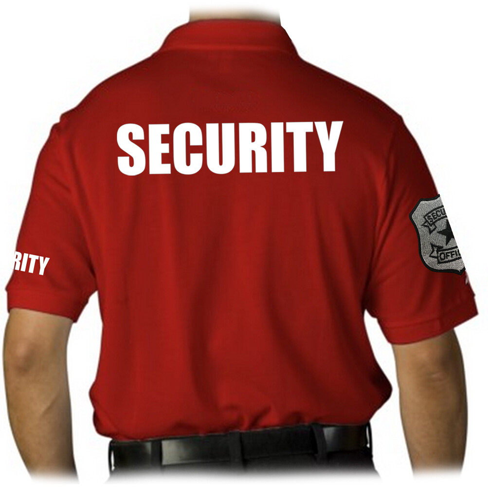MEN’S PRINTED SECURITY EMBROIDERY BADGE POLICE STAFF UNIFORM COLLAR POLO T-SHIRT
