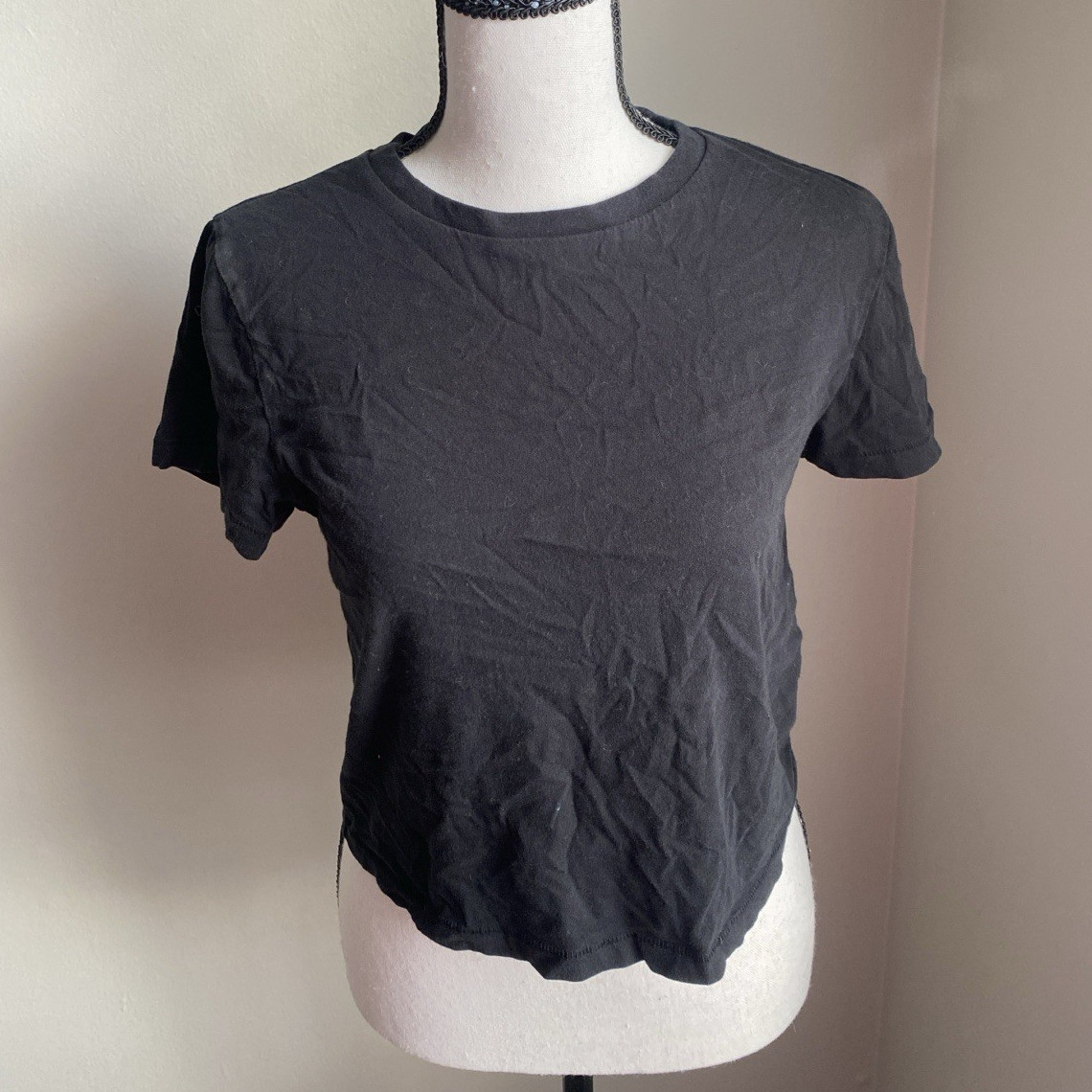 Universal Thread Black Solid Crew Neck Short Sleeve T-Shirt Womens Adults XS