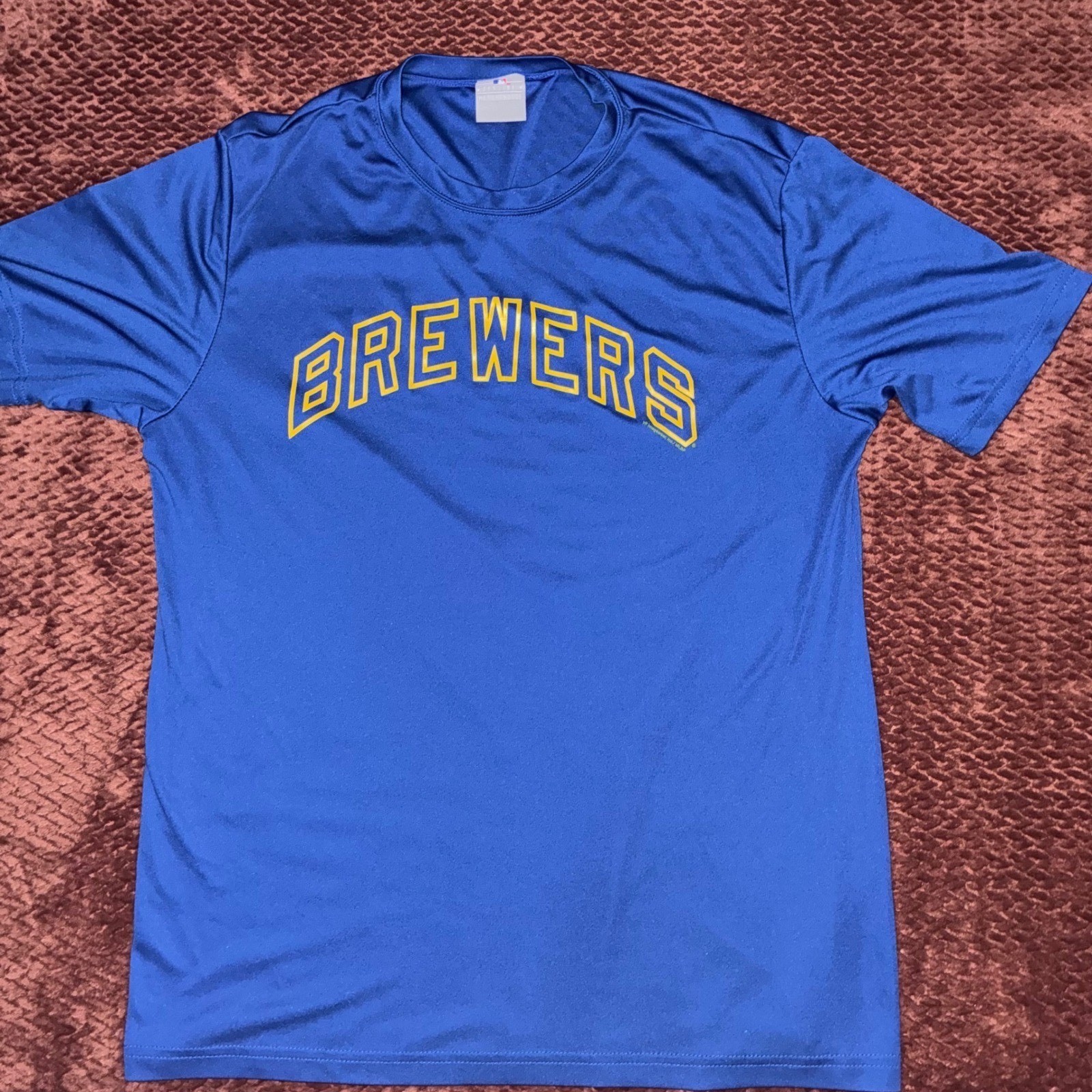 MLB Genuine Merchandise Milwaukee Brewers T-Shirt Mens Large Blue Performance L