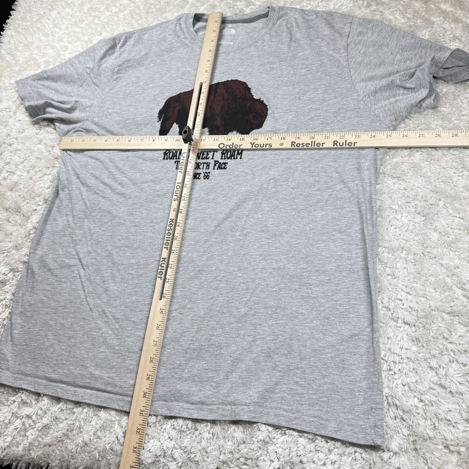 The North Face T Shirt Mens 2XL Gray Roam Bison Classic Fit Dadcore Animalcore