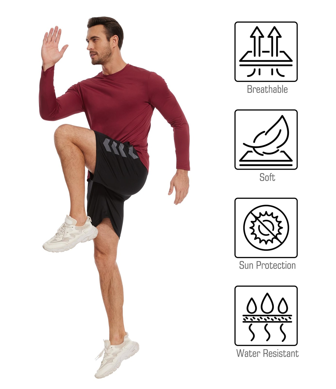 7 Pack Men Dry Fit Workout Long Sleeve Athletic Gym UPF SPF UV Sun Protection…