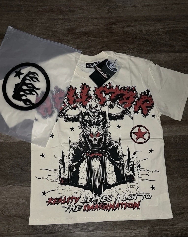 HELLSTAR Records Logo Graphic Tee White Crew Neck Short Sleeve Men’s Size Large