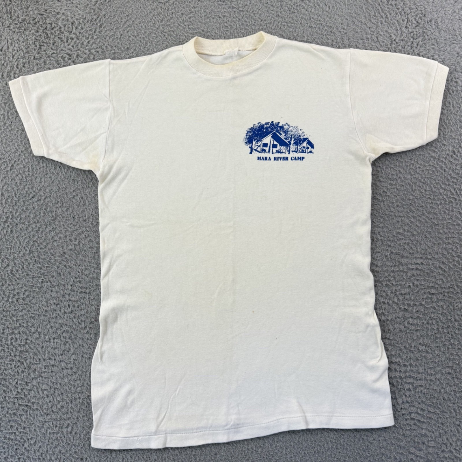 Vintage Mara River Camp Shirt Adult Meidum Kenya Short Sleeve 80s Outdoor USA