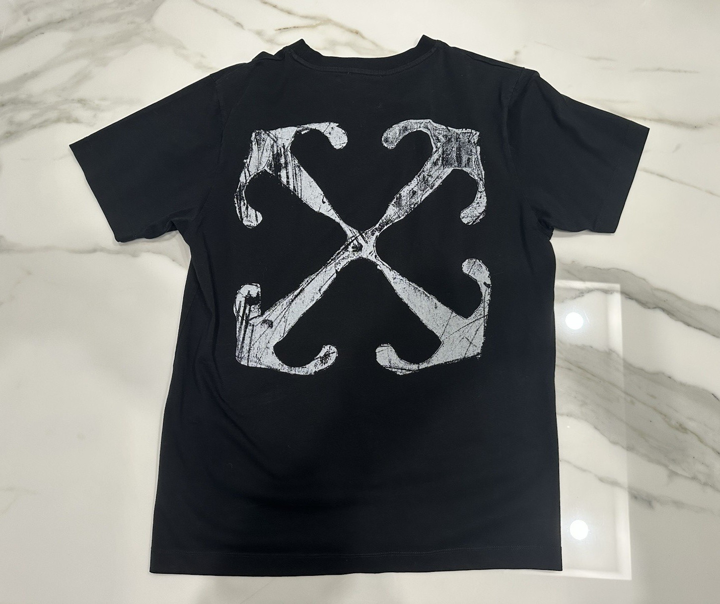 Off-White Men’s M Black Cotton Crew Neck Short Sleeve Graphic Logo T-Shirt