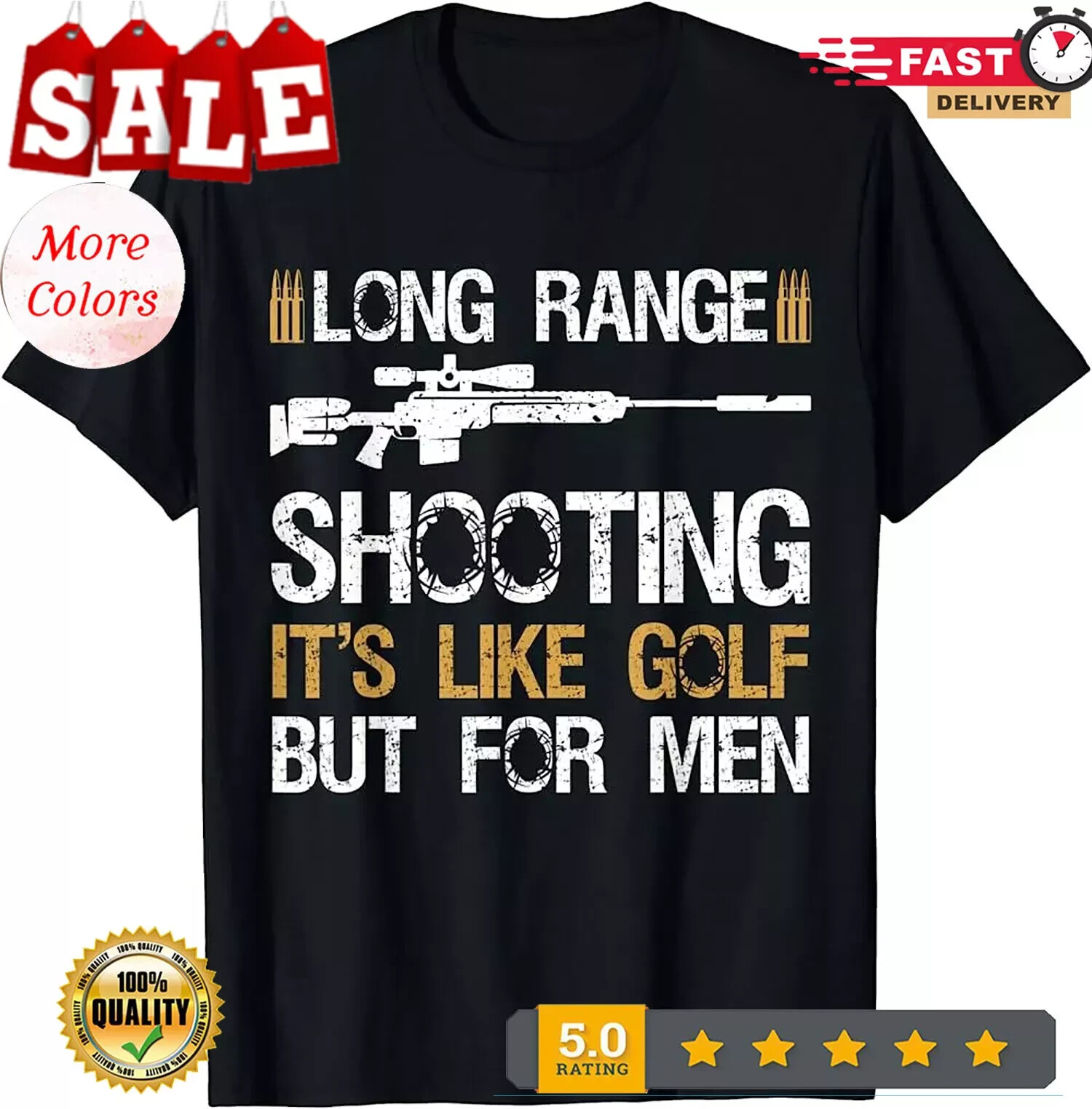 Mens Long Range Shooting It’s Like Golf But For Men Tshirt Sniper T-Shirt
