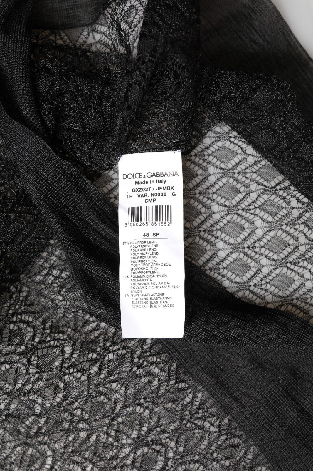 DOLCE & GABBANA Top Black Sheer Short Sleeves Casual Polo IT48/US38/M 1500usd