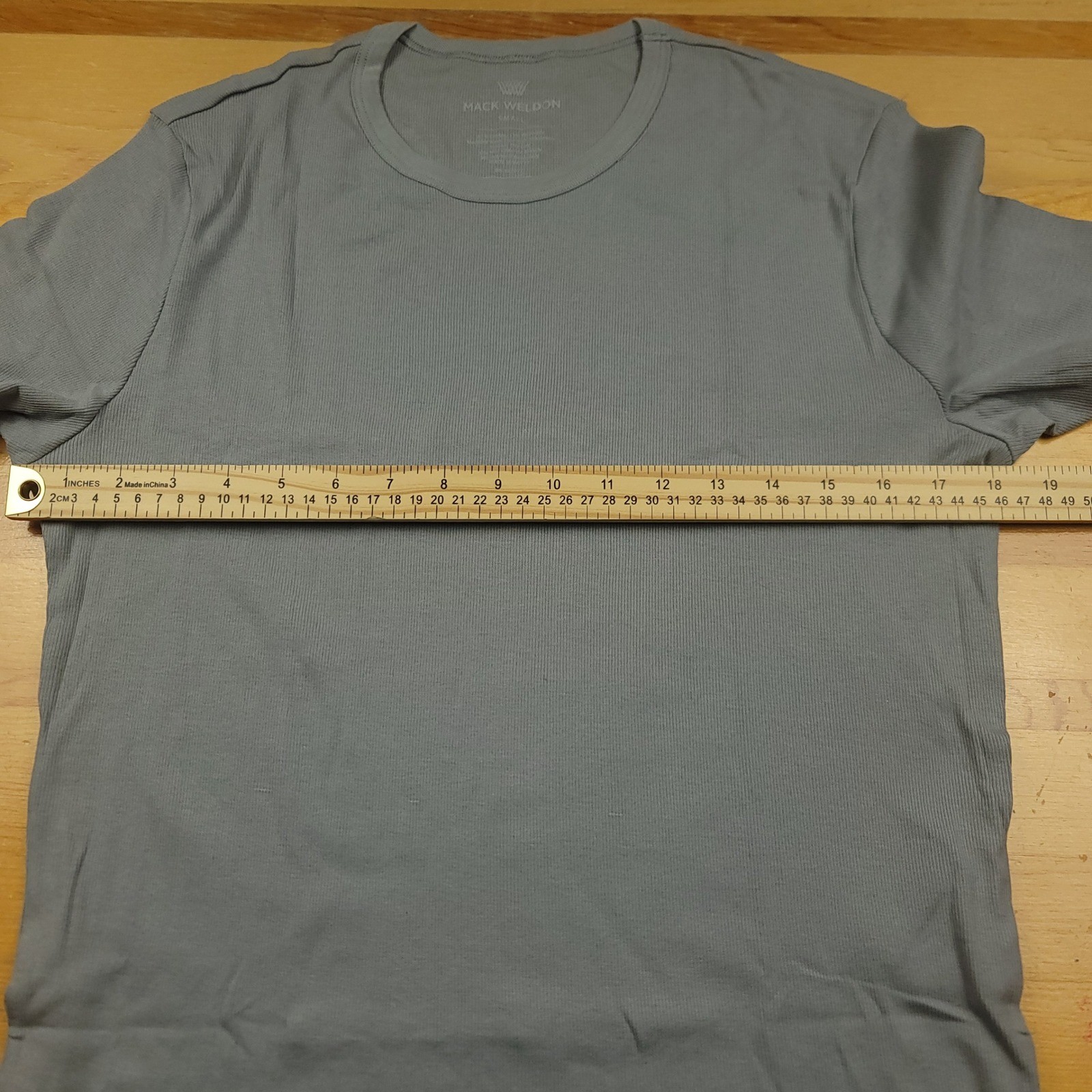 Mack Weldon Men’s Ribbed Crew Neck T-Shirt Gray Short Sleeve Size Small