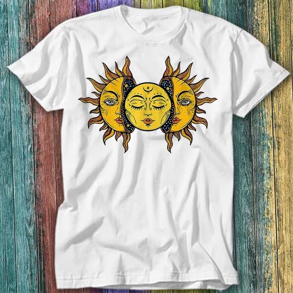 Moon Inside of The Sun Tarot Psychedelic T Shirt Top Tee 467