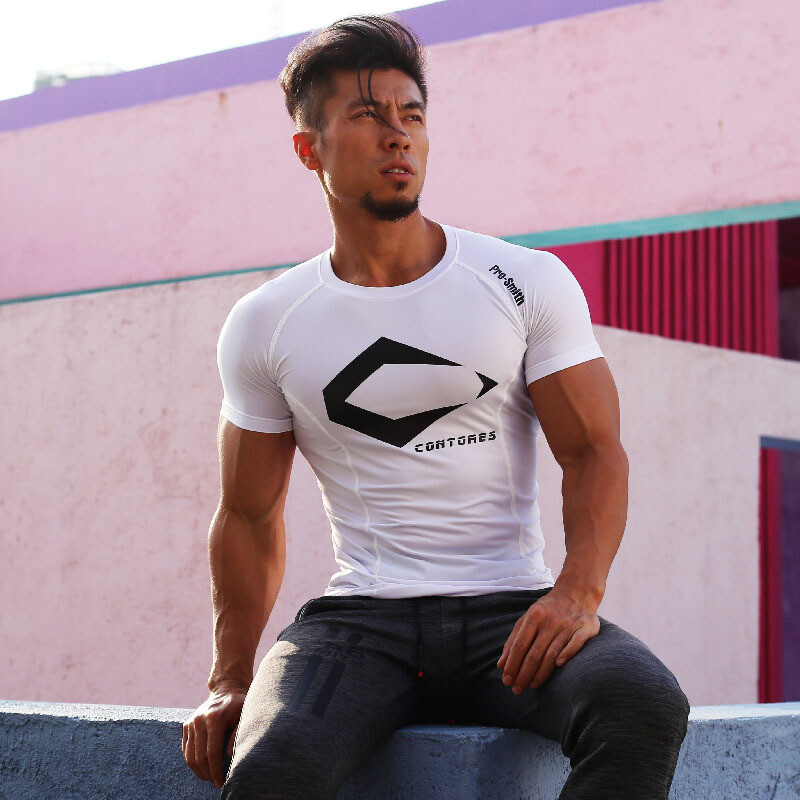 Men’s Casual Tight Running Fitness Clothes High Elastic Breathable Tee T Shirt
