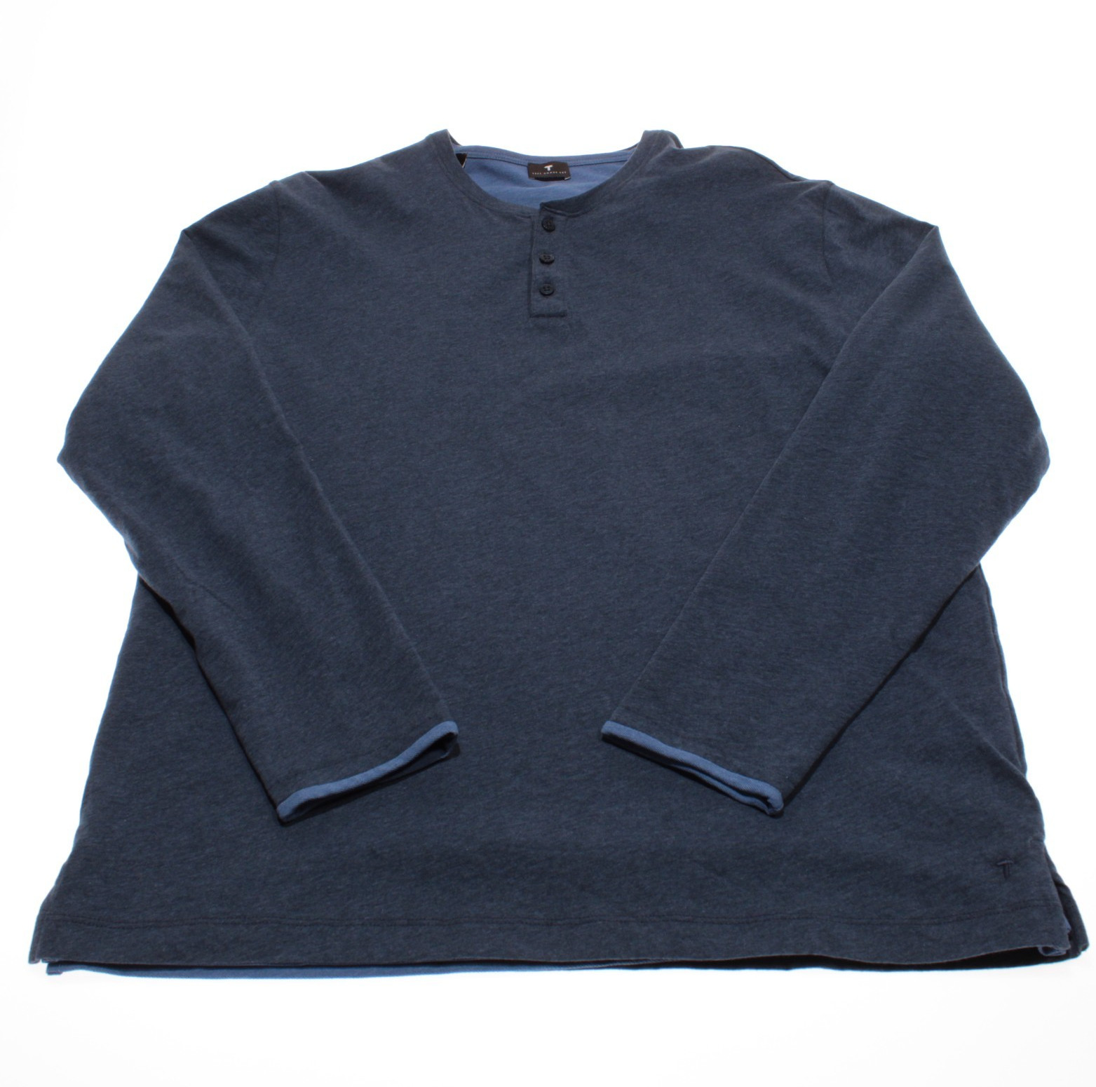 Left Coast Tee NWOT Reversible Long Sleeve Henley T-Shirt Size L in Blue Cotton